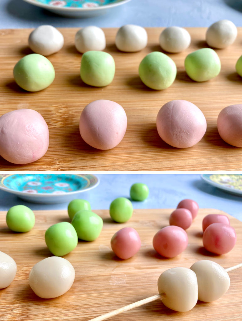 Dango Rezept bunte Klebreisbällchen Erdbeerschokola.de