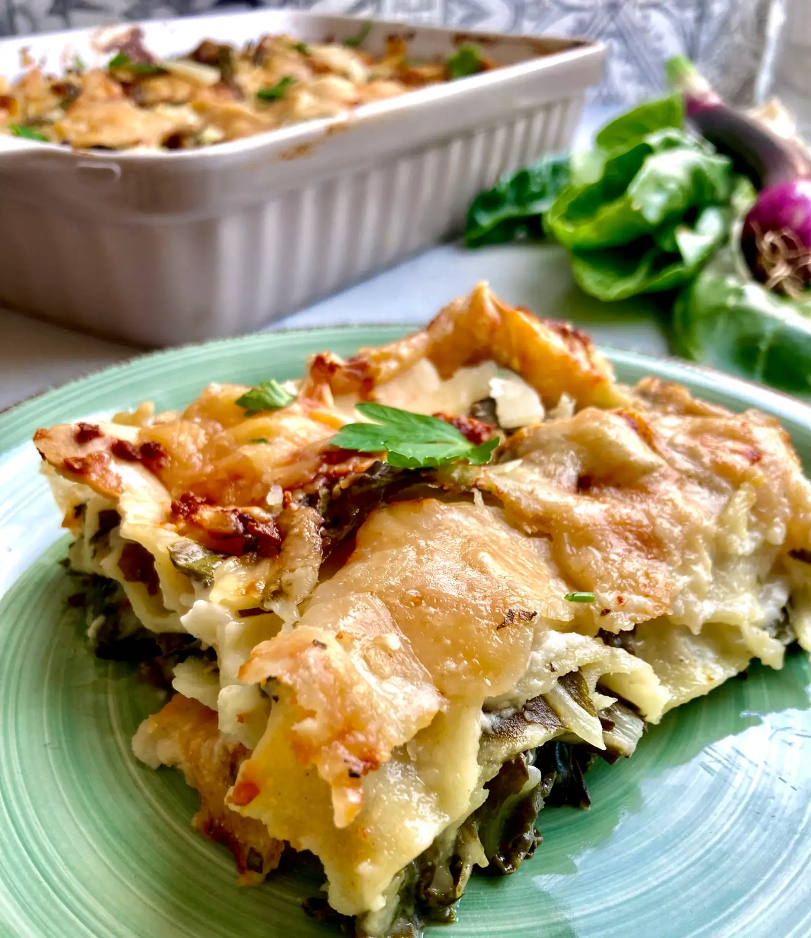 Lasagne mit Mangold Nahaufnahme