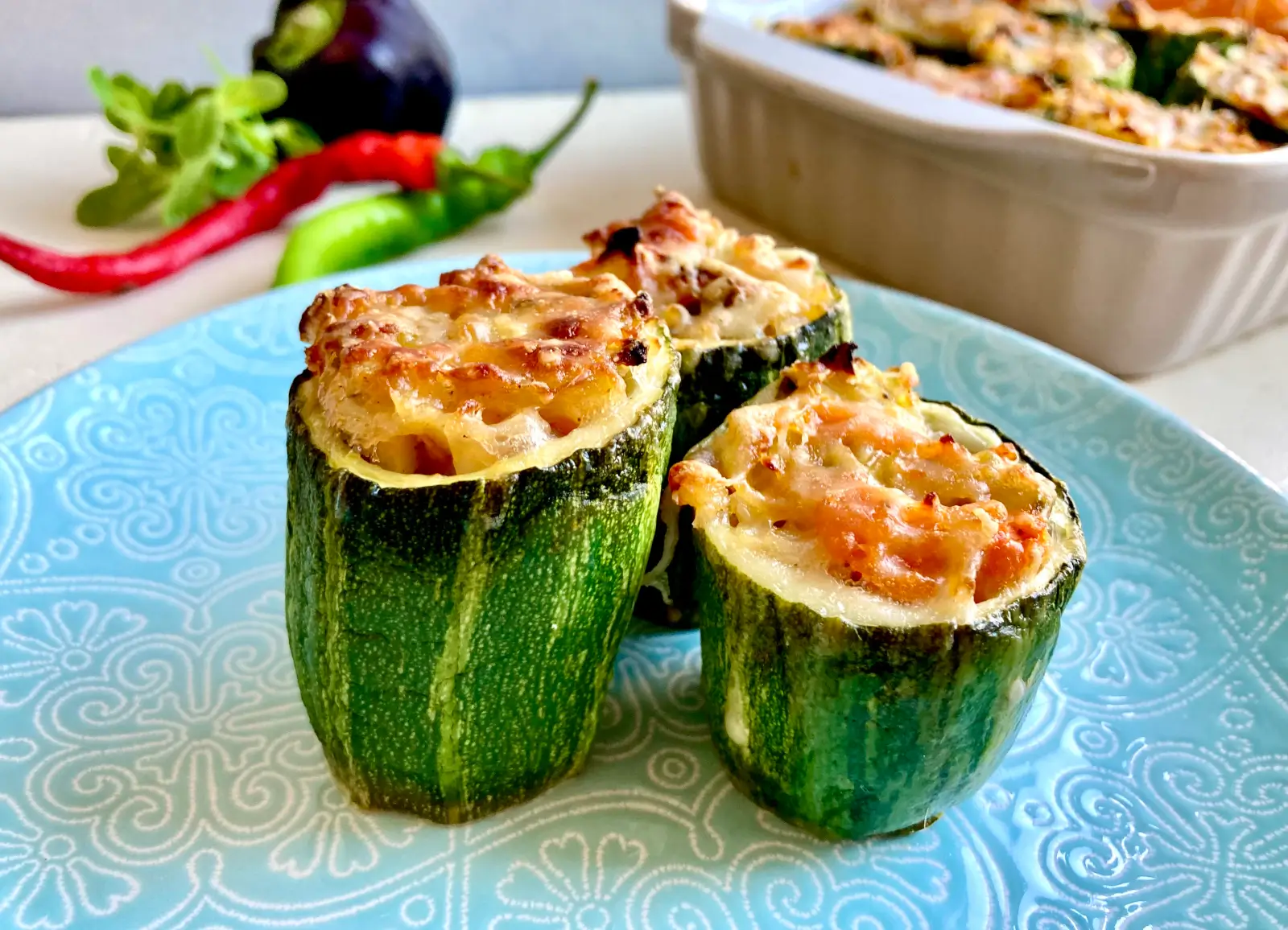 Gefüllte Zucchini vegetarisch